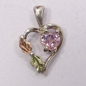 Landstroms 12K Black Hills Gold Pink Sapphire Heart Charm